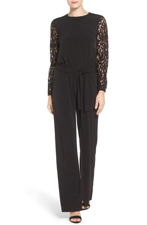 michael michael kors petite lace sleeve jumpsuit